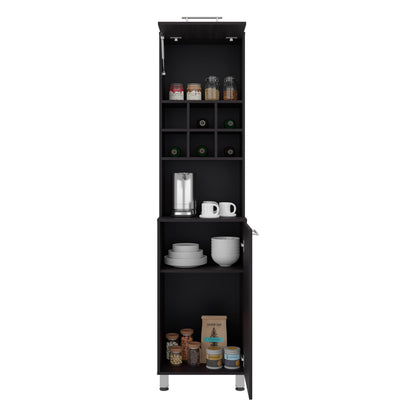 Black kitchen cabinet with various items on a white background Wenge