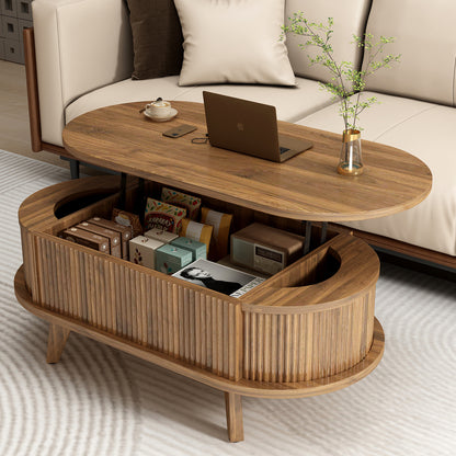 Kaka Fluted Lift Top Wooden Center Table