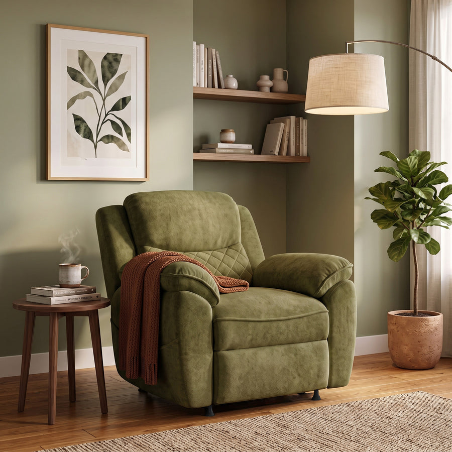 1 seater charcoal green power recliner sofa 