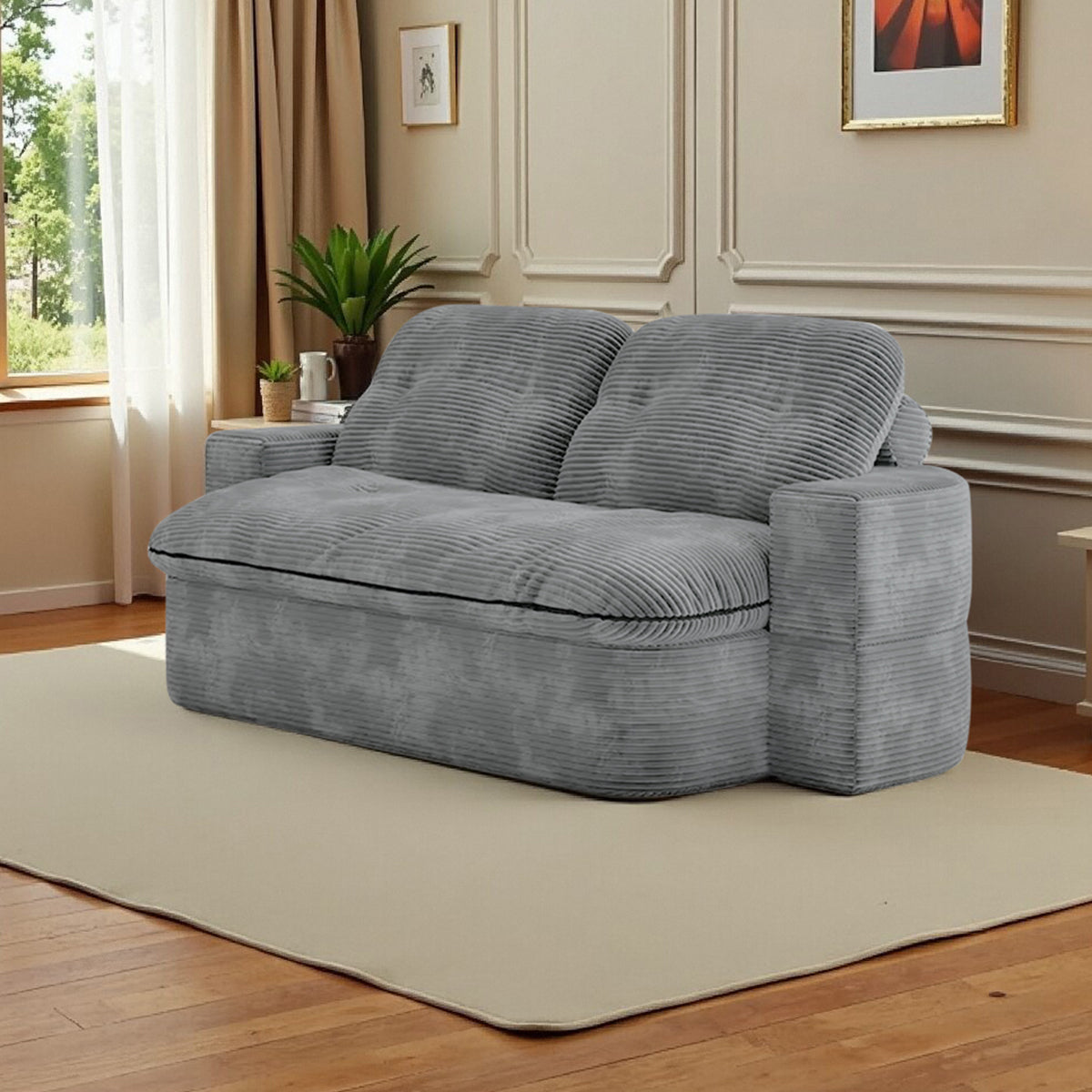 2-in-1 Convertible Modular Sofa Bed with Memory Foam Mattress - No Assembly Required, Space - Saving Sofa Bed for Living Room, Bedroom