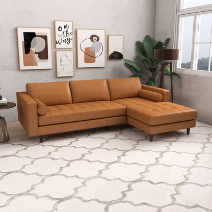 right facing Italian Leather Sectional Sofa