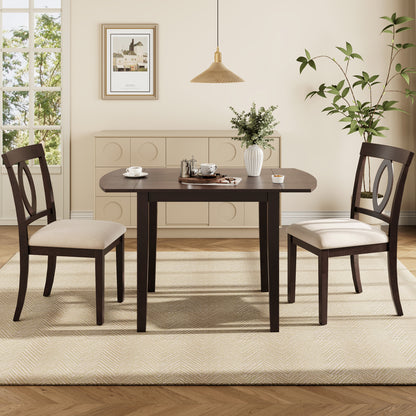 dark brown 3 Piece Dual Drop Leaf Dining Set