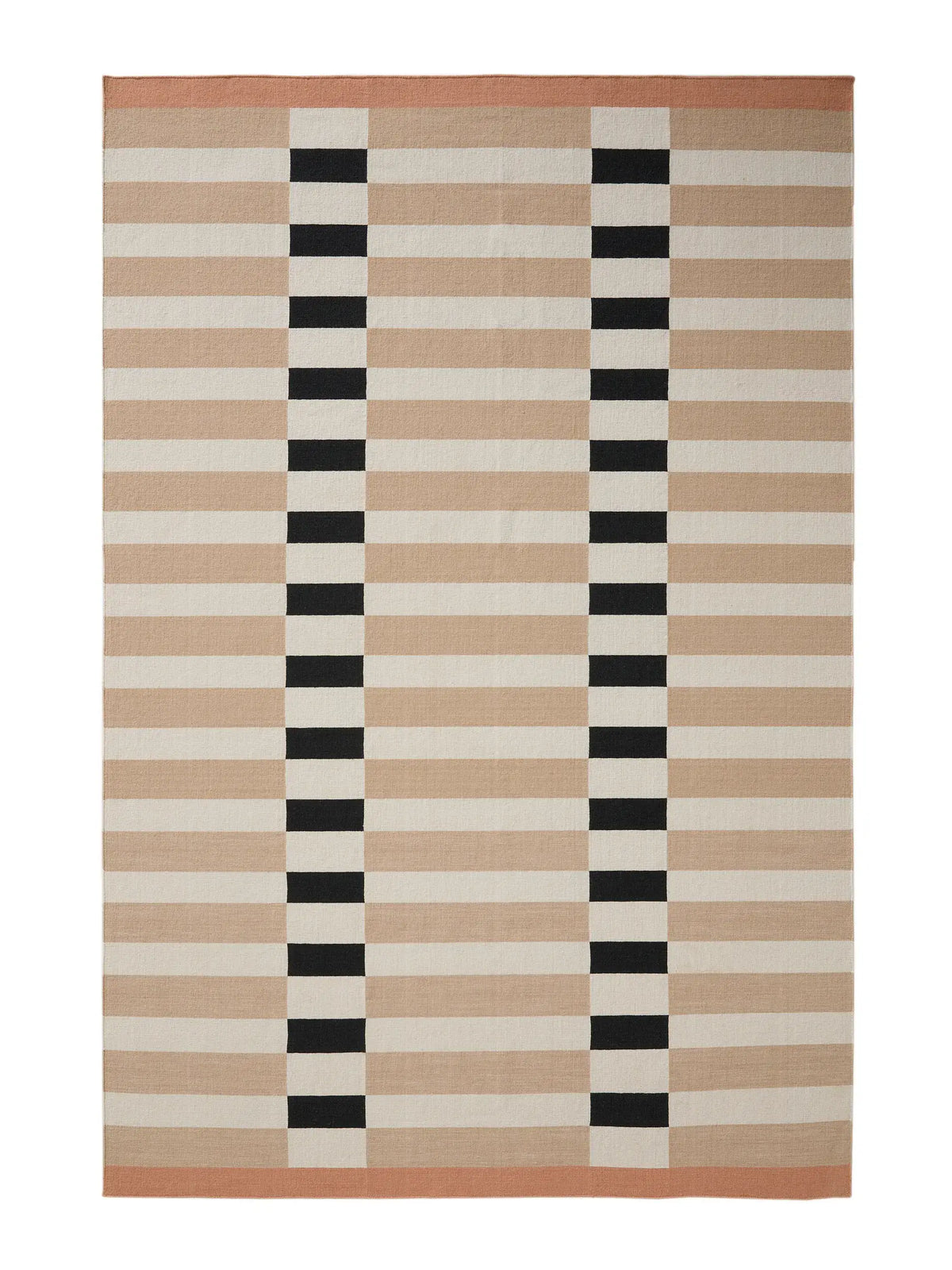 Terracotta Striped Hand Woven Flatweave Wool Dhurrie