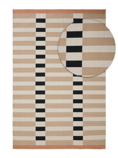 Terracotta Striped Hand Woven Flatweave Wool Dhurrie