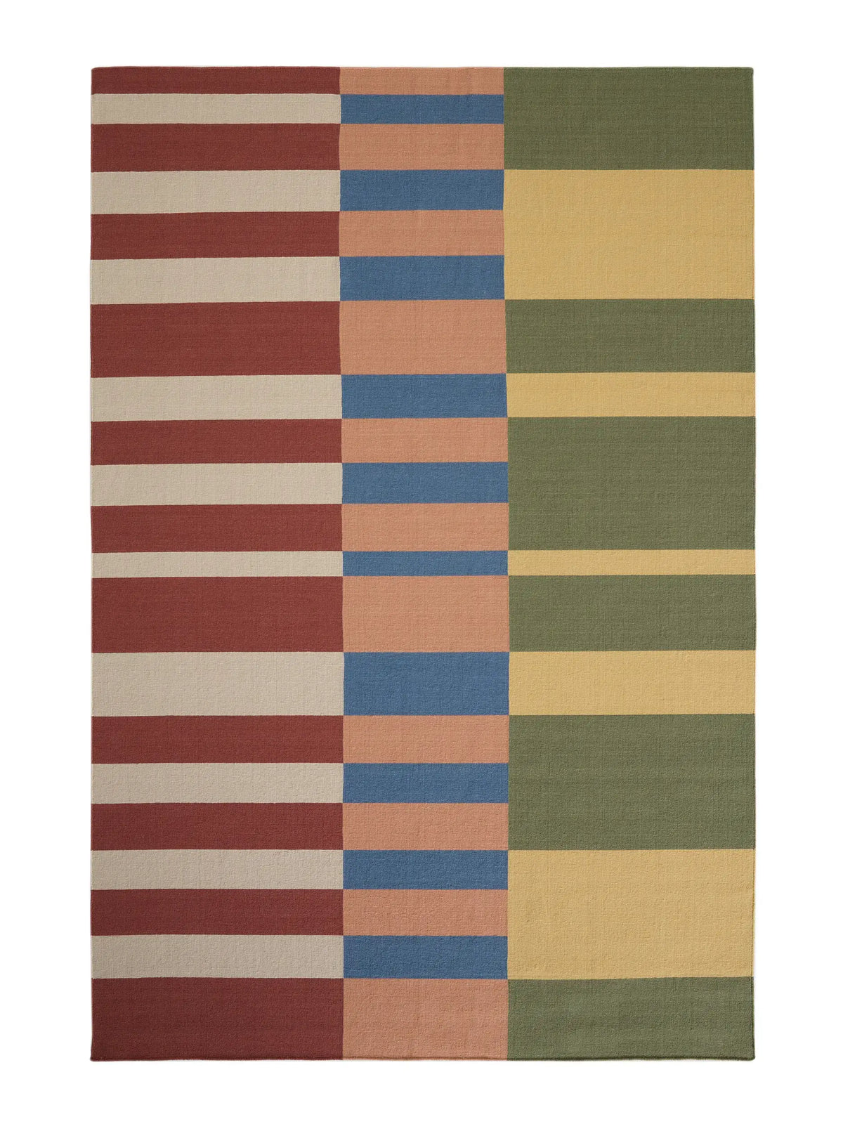 MultiColor Striped Hand Woven Flatweave Wool Dhurrie hand made rug