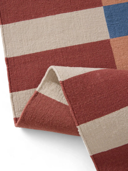 MultiColor Striped Hand Woven Flatweave Wool Dhurrie jaipur carpet