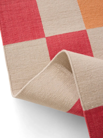 Rainbow Striped Hand Woven Flatweave Wool Dhurrie bhadoi rug