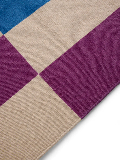Rainbow Striped Hand Woven Flatweave Wool Dhurrie Rug USA
