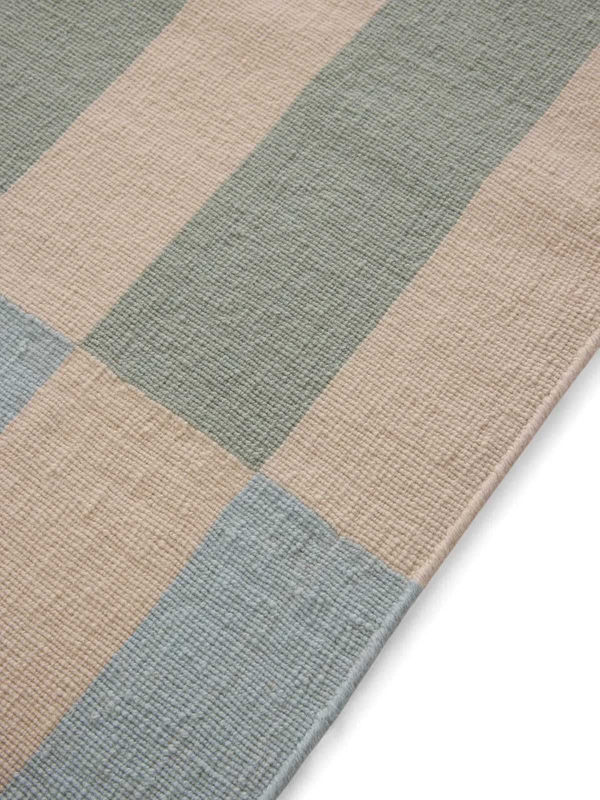Pastel Blue Striped Hand Woven Flatweave Wool Dhurrie Mirzapur rugs