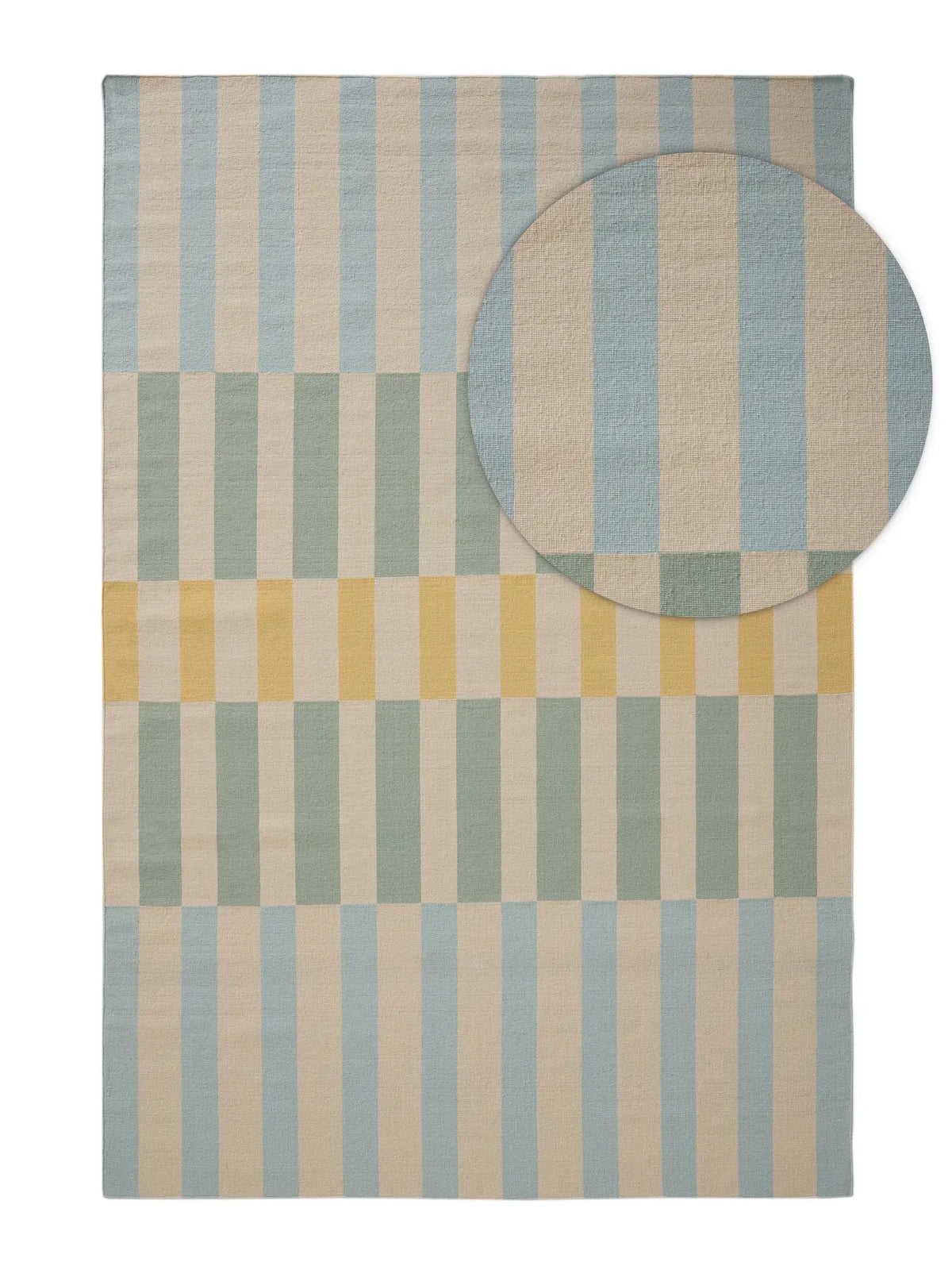 Pastel Blue Striped Hand Woven Flatweave Wool Dhurrie Jaipur Rugs