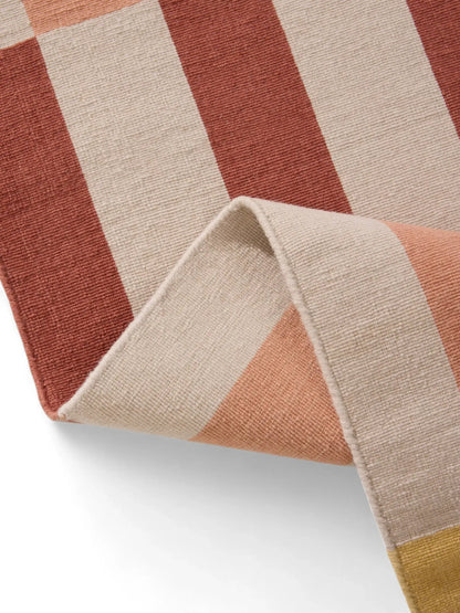 Warm Yellow Striped Hand Woven Flatweave Wool Dhurrie
