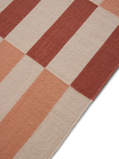 Warm Yellow Striped Hand Woven Flatweave Wool Dhurrie