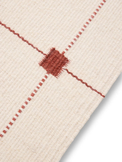 Terracotta Grid Hand Woven Flatweave Wool Dhurrie