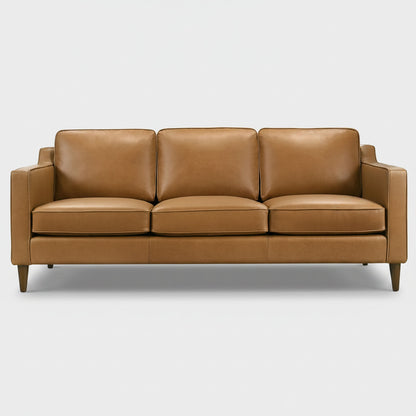 Kooper Mid Century Modern Tan Leather Sofa