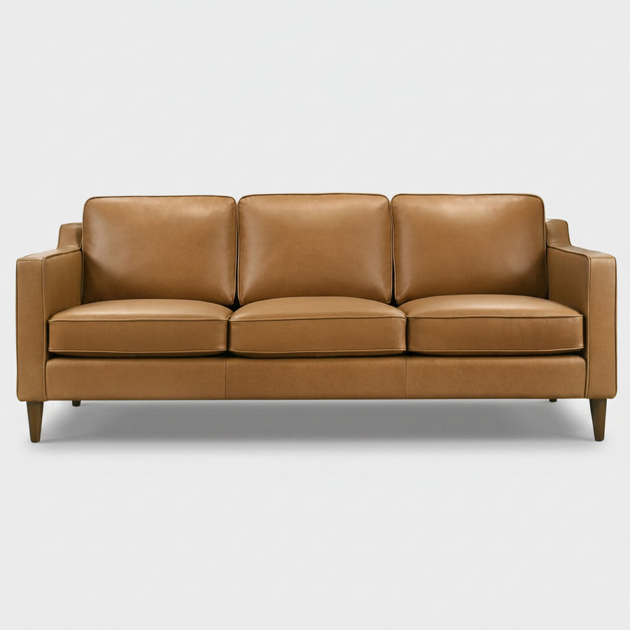Kooper Mid Century Modern Tan Leather Sofa