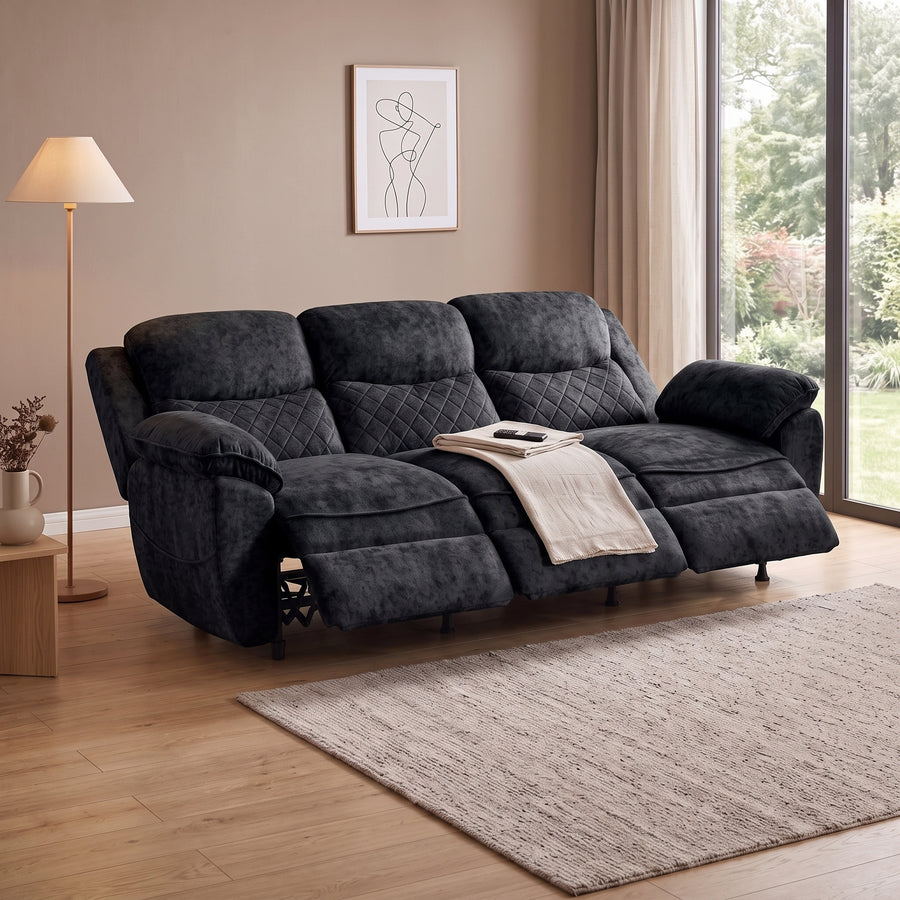 3 seater dark gray power recliner sofa