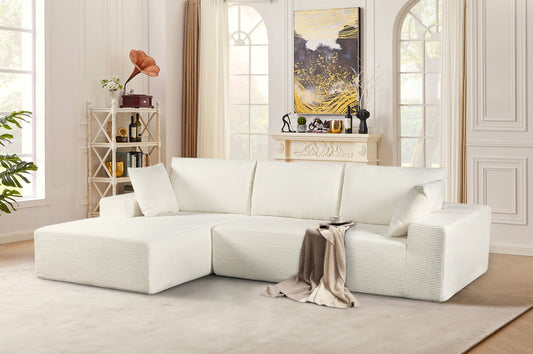 CozyFoam Modular Corduroy Sectional Sofa – 4-Seater, Convertible L-Shape | Cozy Sleeper Sectional for Living Room