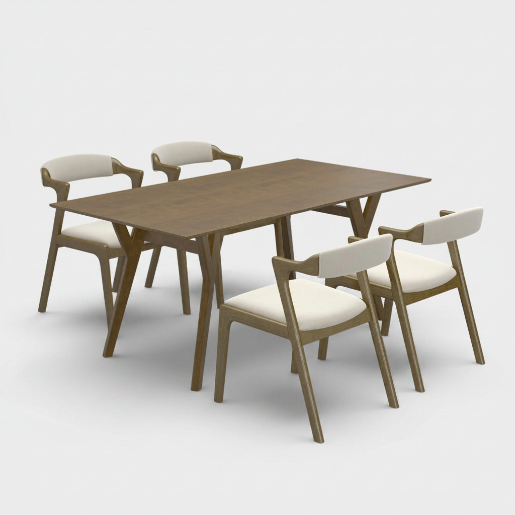 4 Seater 5 piece walnut dining set