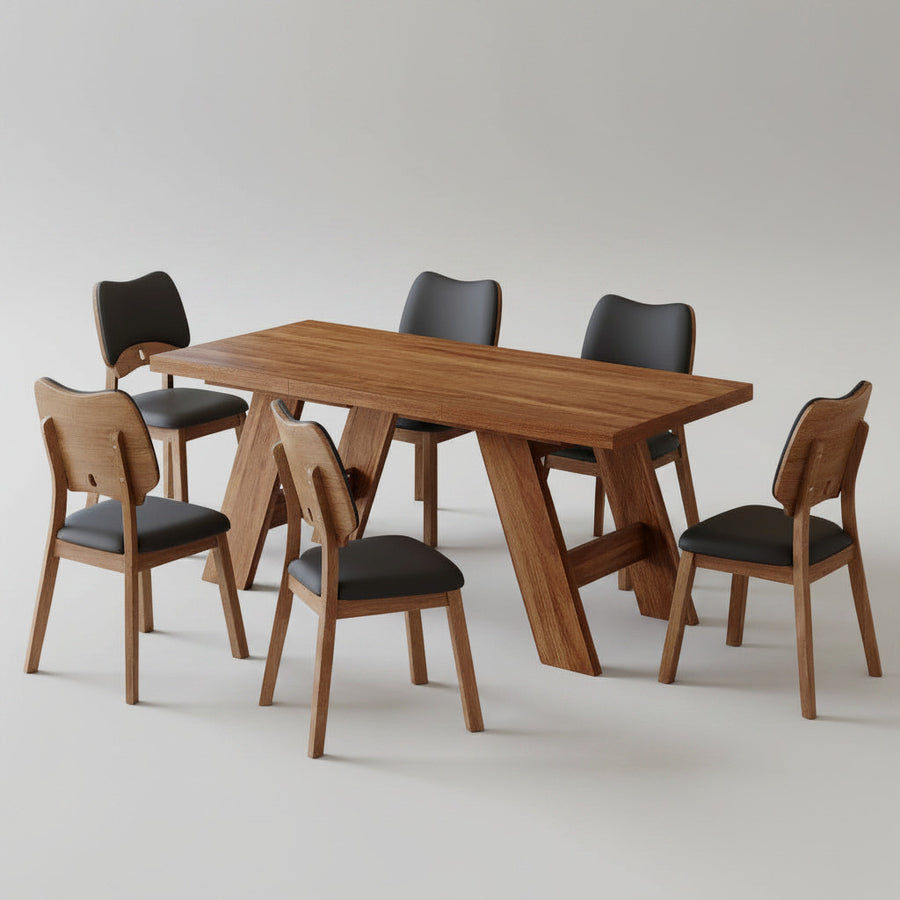 Black Manhattan 6 Seater Dining Set
