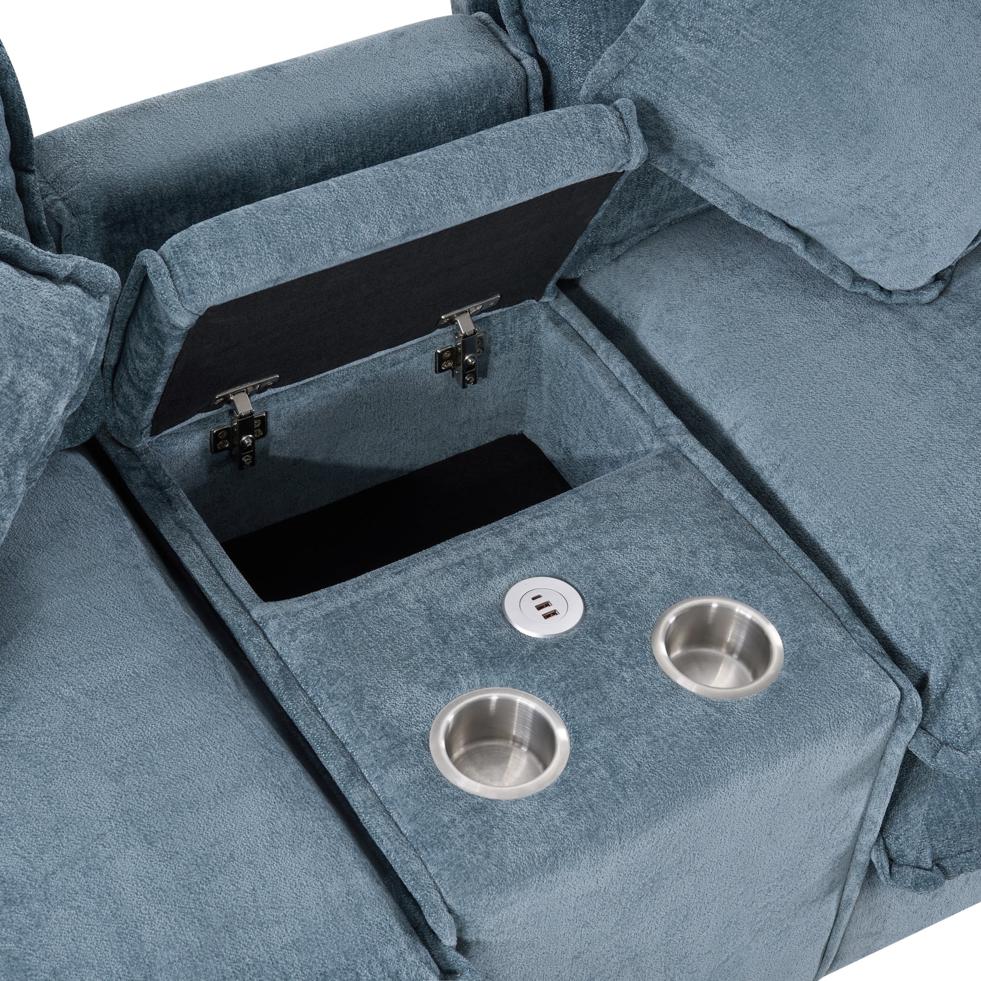 Light Blue Sectional Sofa with Ottoman
