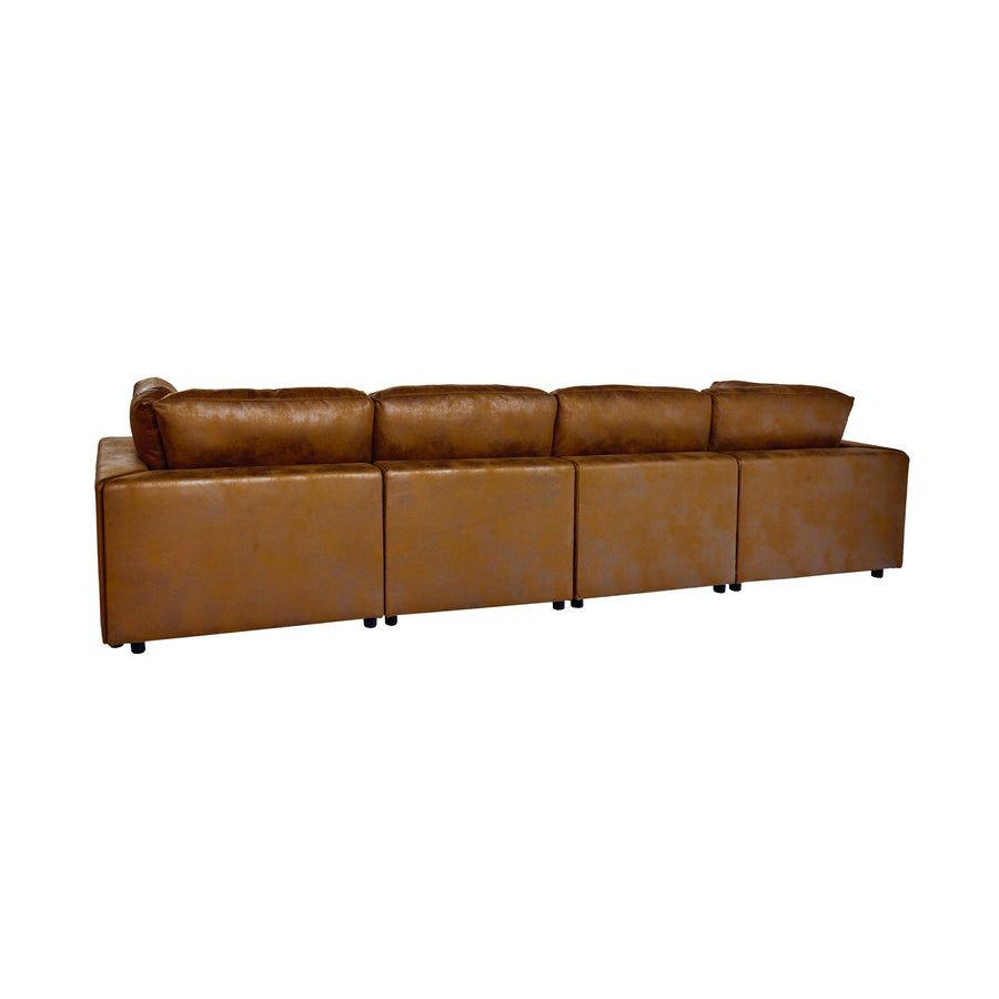 6 Seater Faux Leather Sectional Sofa