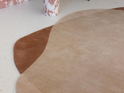 Brown Beige hand tufted abstract wool rug