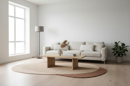 Brown Beige hand tufted abstract wool rug