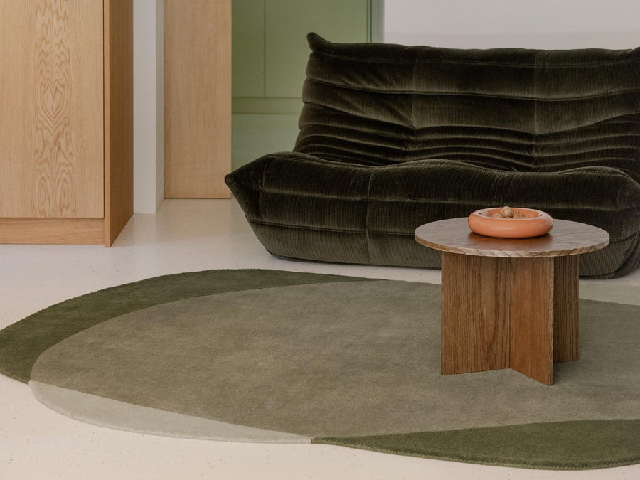 Olive Green hand tufted abstract wool rug