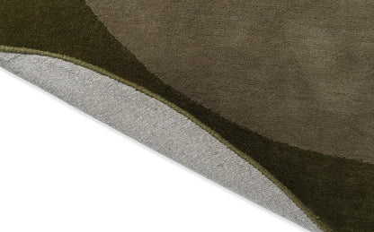 Olive Green hand tufted abstract wool rug