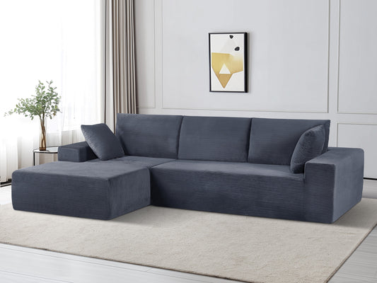 CozyFoam Modular Corduroy Sectional Sofa – 4-Seater, Convertible L-Shape | Cozy Sleeper Sectional for Living Room