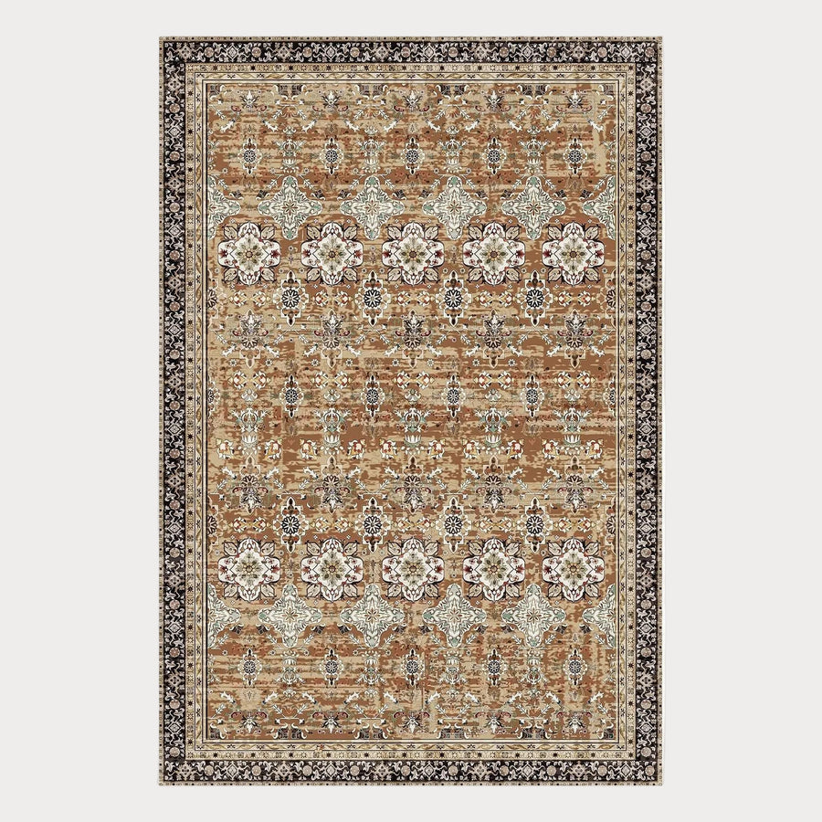 Large Area Rug 6 x 9 ft Anti-Skid Tear-Resistant Floor Mat Vintage Brown Green