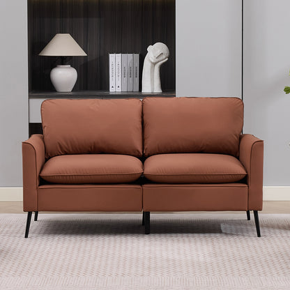 Retro Faux Leather Brown Loveseat