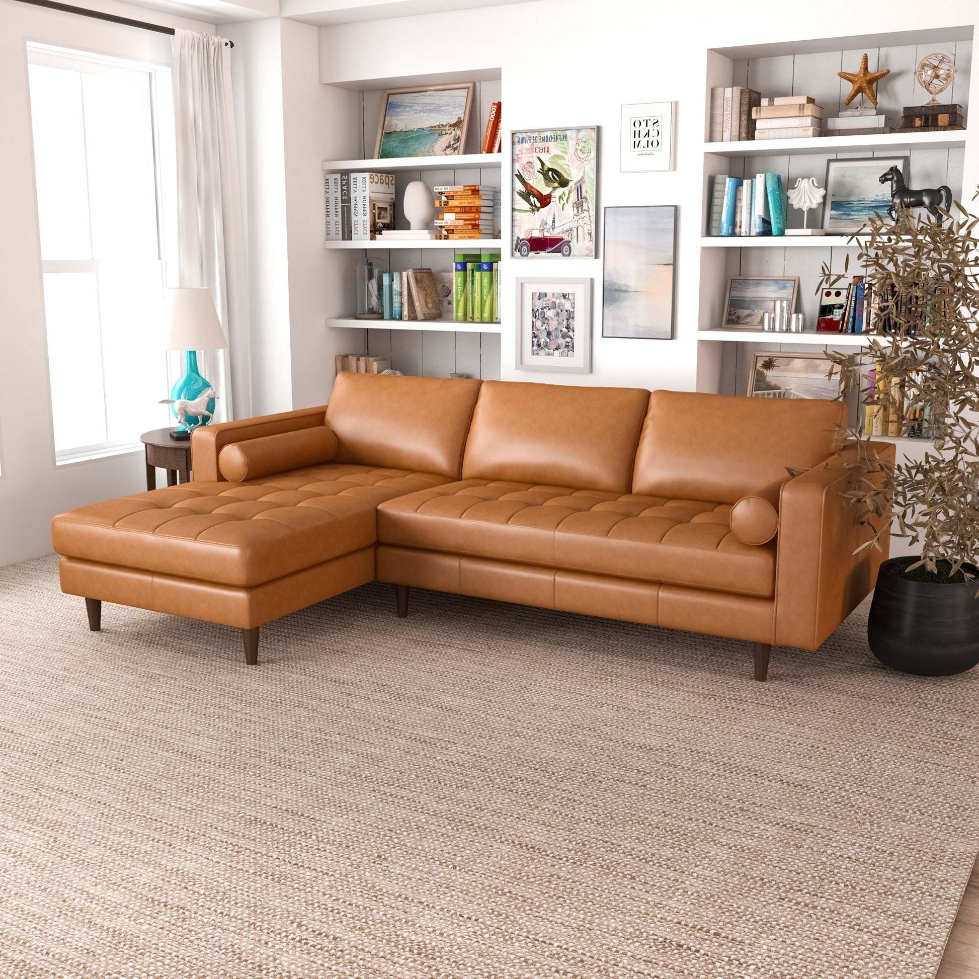 left facing Italian Leather Sectional Sofa
