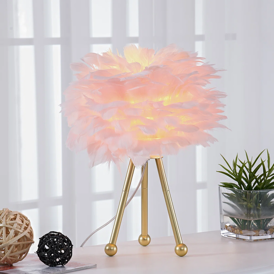 14.5' Pink Feather Table Lamp