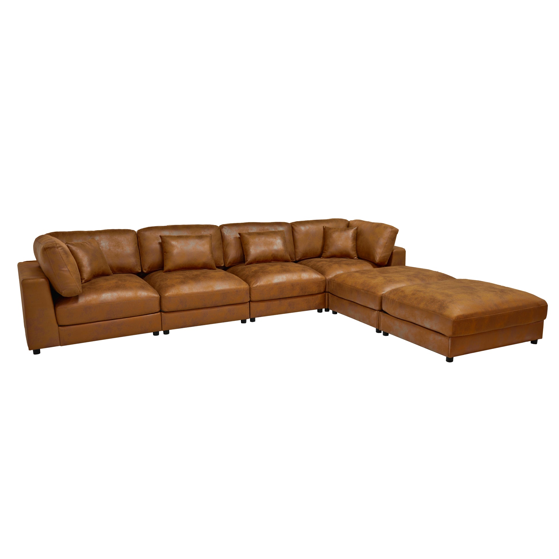 6 Seater Faux Leather Sectional Sofa