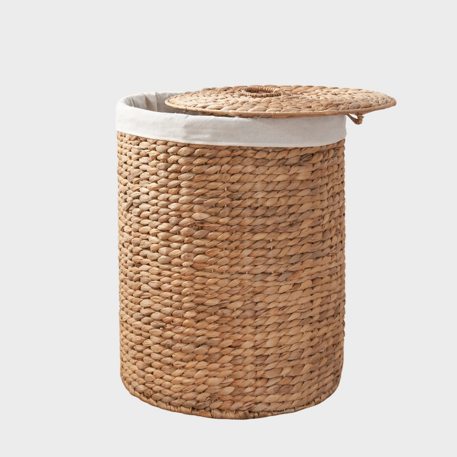 Water Hyacinth Woven Wicker Laundry Hamper 15"