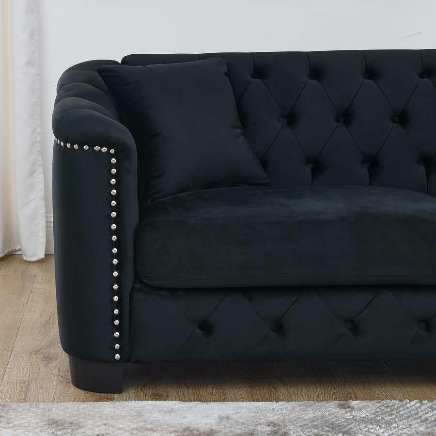 Velvet Chelsfield 5 seater Sofa Set Black 