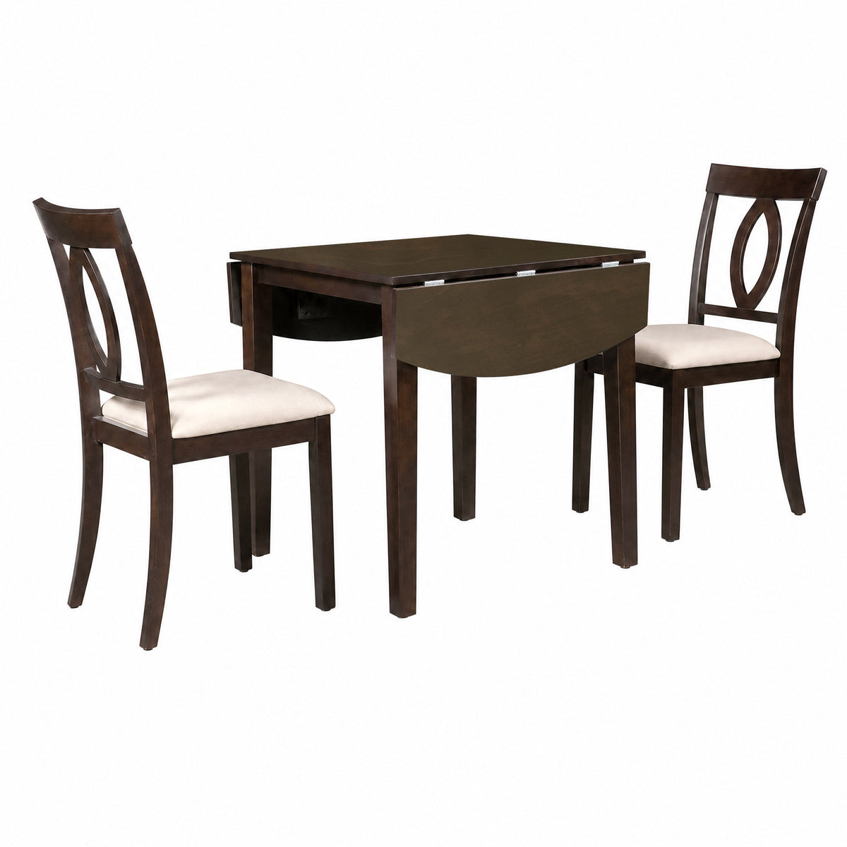 dark brown 3 Piece 5 piece Dual Drop Leaf Dining Set