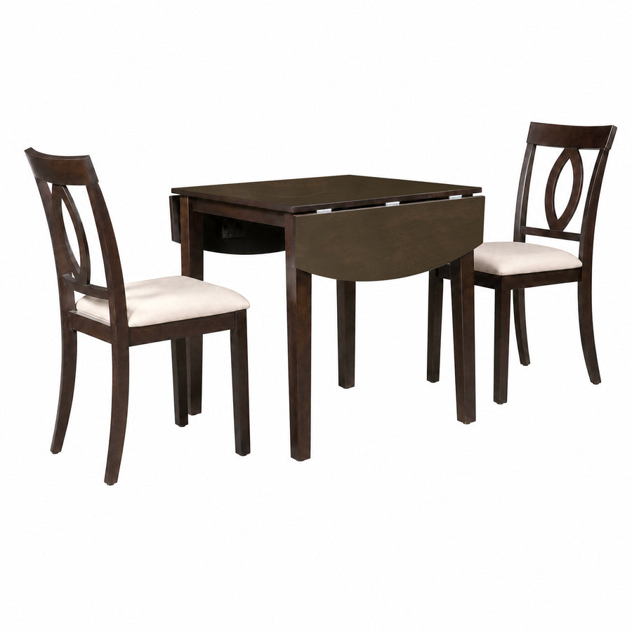 dark brown 3 Piece 5 piece Dual Drop Leaf Dining Set