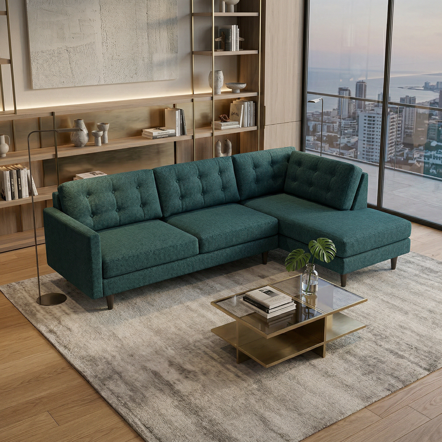 Dark Blue Teal sectional sofa