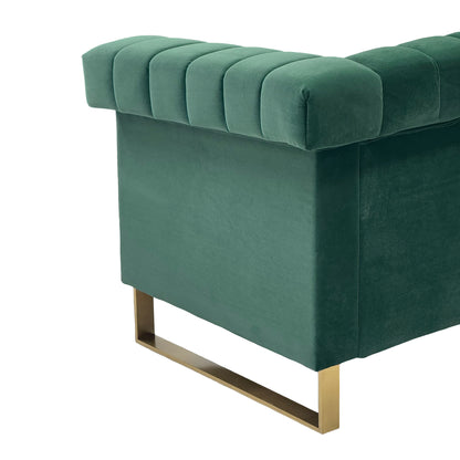 Terra Black Velvet 2 Piece Sofa Set Green