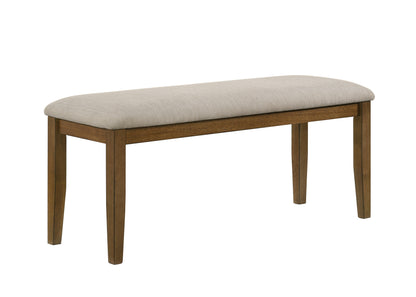 4 Seater 6 Seater (7pcs) Wooden bench with beige cushion and dimensions labeled on a white background