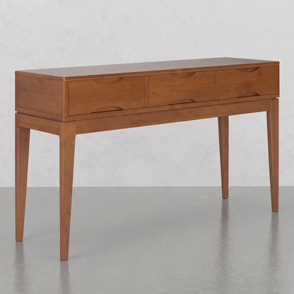 Alderglen 54 inch Wide Solid Wood Mid-Century Modern Console Sofa Table in Teak Brown