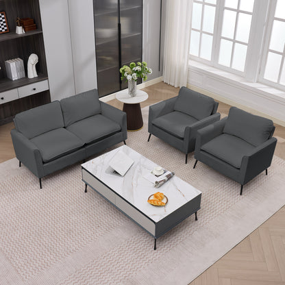 Retro Faux Leather Light Gray Loveseat