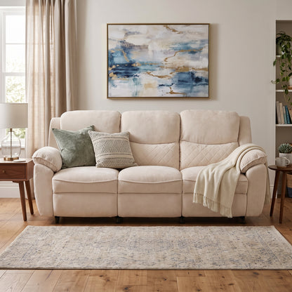 3 seater beige power recliner sofa