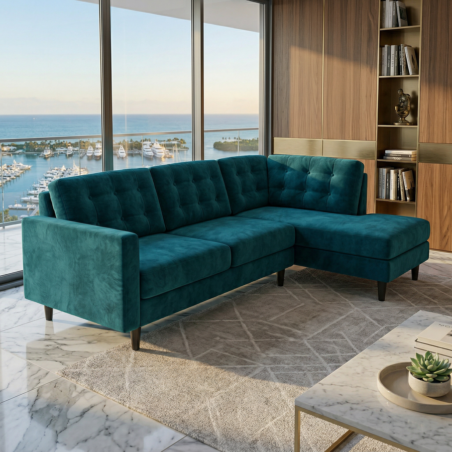 Peacock Blue sectional sofa
