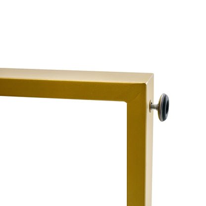 side table with metal frame and glass top