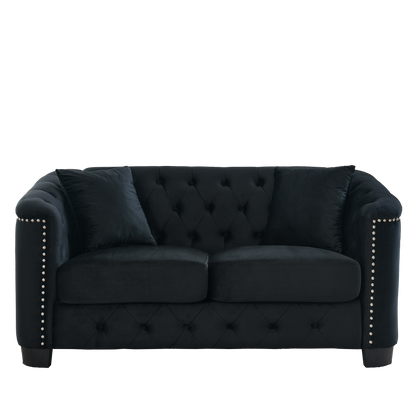Velvet Chelsfield 5 seater Sofa Set Black 
