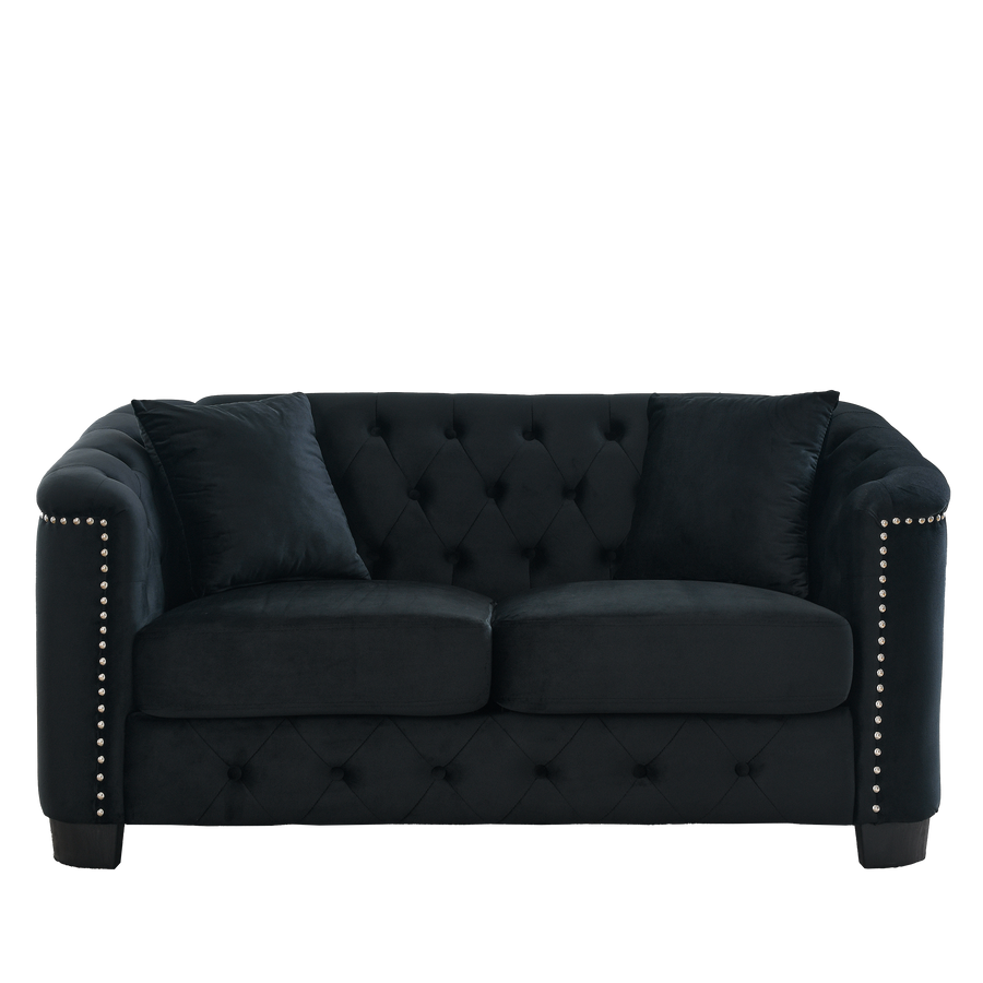Velvet Chelsfield 5 seater Sofa Set Black 