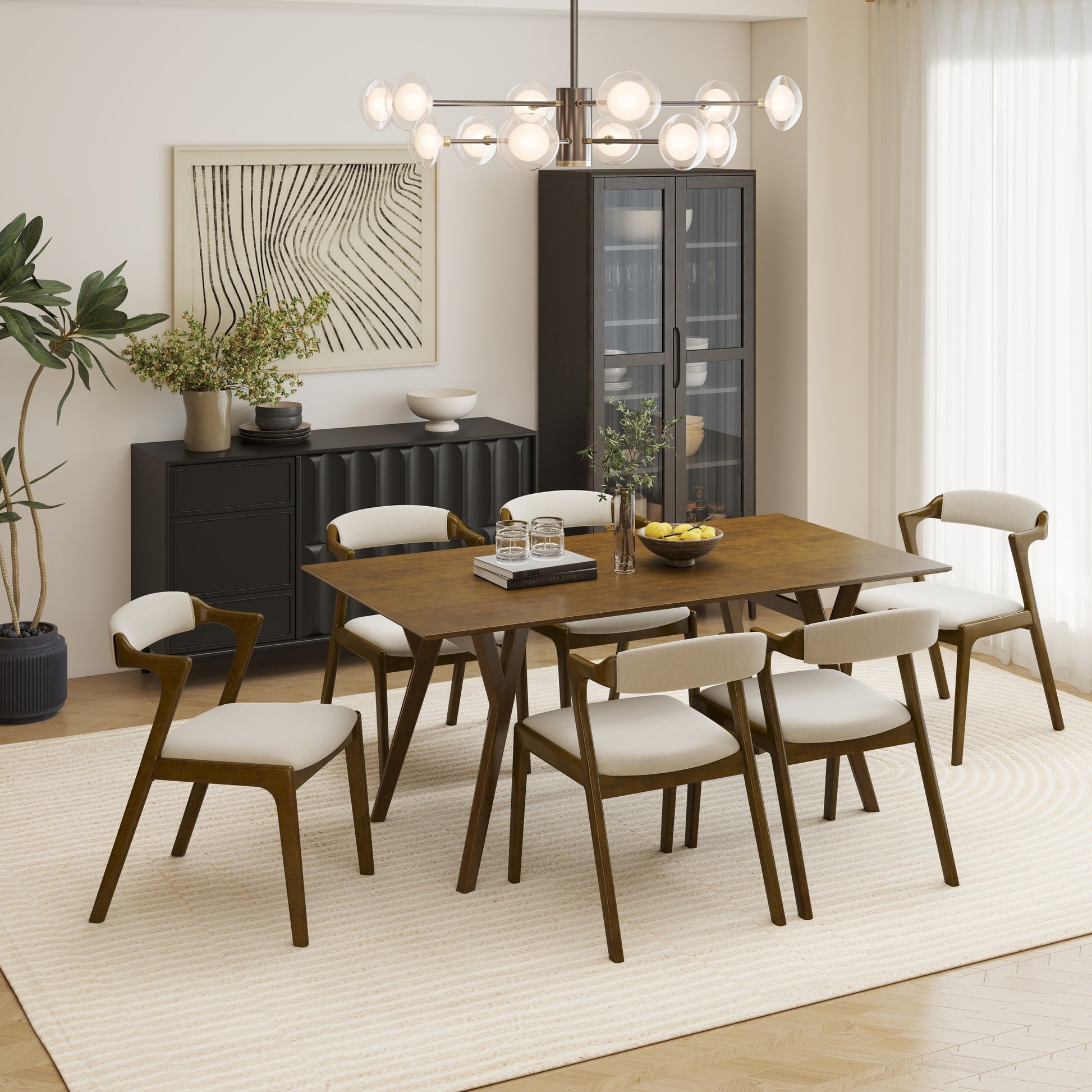 6 Seater 7 piece walnut dining set